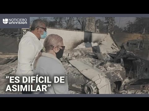 Pareja hispana rompe en llanto al ver que perdió todo en el incendio Eaton: “Es difícil de asimilar”