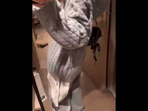 牛絨連帽麻花鬆緊腰長褲套裝