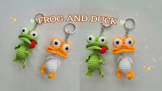 (2 in 1) Crochet frog and Duck Keychain ဘဲနဲ့ဖားသော့ချိတ်ထိုးနည်း 🐥🐸