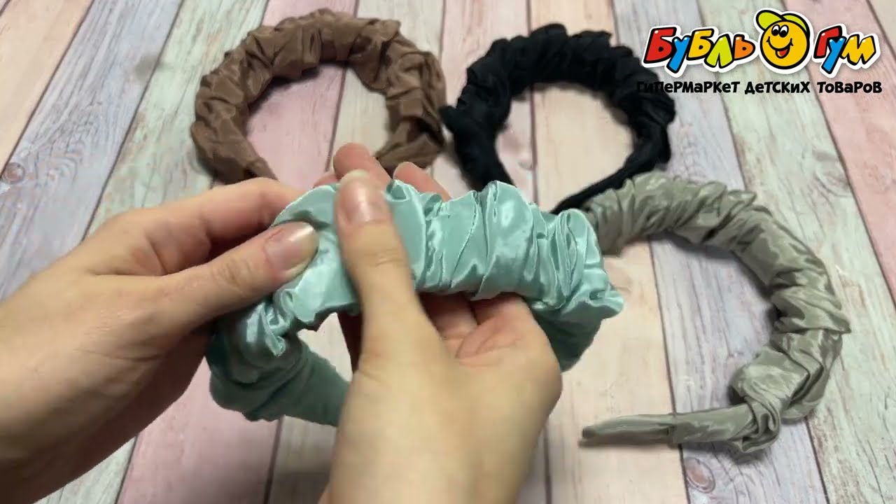 Ободок с гармошкой из ленты тканевый в ассортименте - видео