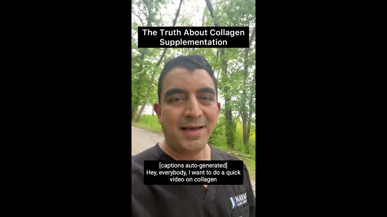 Man discusses collagen supplementation outdoors.