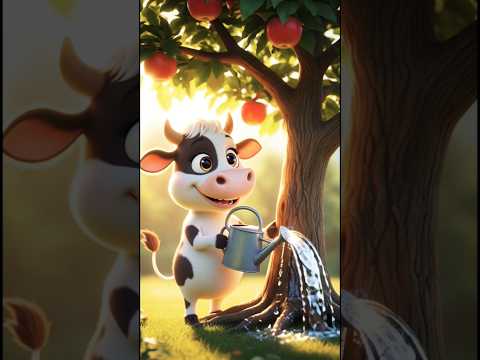 the beautiful story of a cow and a apple tree 🍎 #shorts #ai #cow #tree