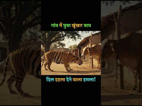 Tiger Invades Village Farm – Shocking Attack on Tied Cow #shortsfeed #tiger #shorts