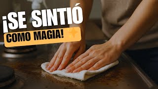 ¡Puse un TRAPO con VINAGRE sobre la estufa y pasó algo mágico! 🧽