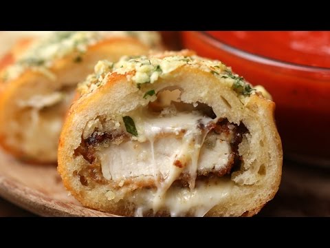 Chicken Parmesan-Stuffed Garlic Bread
