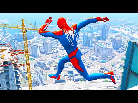 SPIDERMAN CRAZY JUMPS/FALLS #40 (GTA 5 Spider-Man Fails)