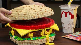INSANE Giant LEGO SECRET McDonald's Full Menu Fast Food Challenge IRL! Best of Stop Motion ASMR