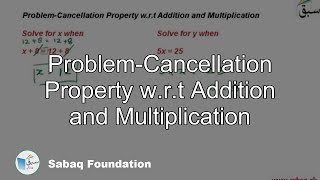 Problem-Cancellation Property w.r.t Addition and Multiplication