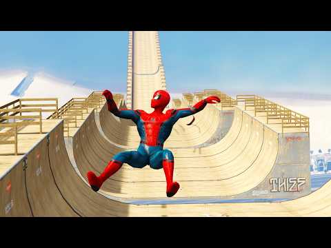 GTA 5 SPIDERMAN Vs MEGA RAMP CHALLANGE #2 [Spiderman jumps with Car]