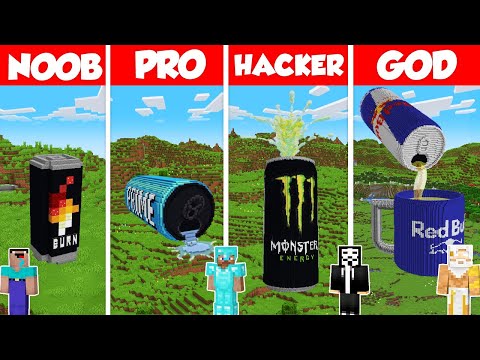 Energy Drink Build Battle Challenge - Noob vs Pro vs Hacker vs God - Minecraft Animation