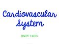 Cardiovascular System Concepts
