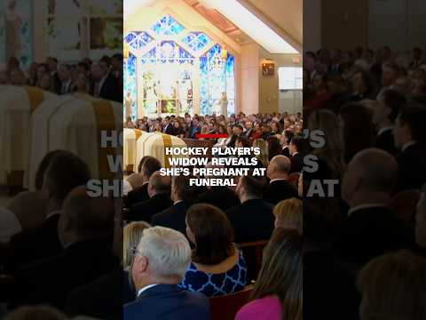 Hockey player's widow reveals she's pregnant at funeral
