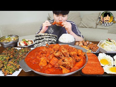 ASMR MUKBANG 집밥 직접 만든 매운 닭도리탕 계란후라이 김치 먹방 & 레시피 Braised Chicken Korean Home Meal EATING REAL SOUND!