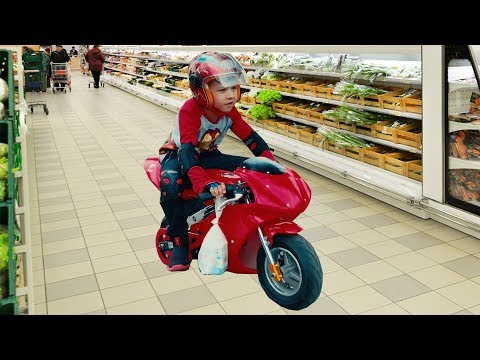 Den help mom and go to the Supermarket