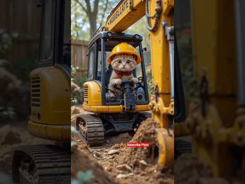 Cute Cat Driving Excavator ❤️🥰 #cats #catvideos #catlovers #meow #catshorts #shorts #virals