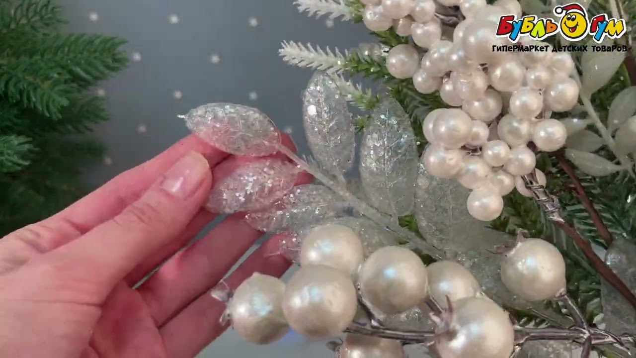 Украшение Сваг хвойный с белым декором 35см - видео Украшение Сваг хвойный с белым декором 35см - видео
