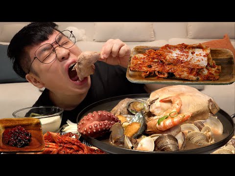 ASMR Mukbang 먹방창배 겨울대비 보양식 해신탕 전복 새우 한식 맛집 대박 레전드 먹방 haemultang Legend kfood eatingshow realsound