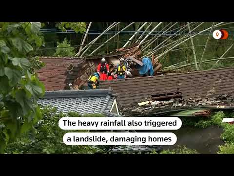 YouTube video thumbnail: Heavy Rain Triggers Floods, Landslide in Southern Japan