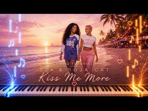 Doja Cat, SZA Kiss Me More Beginner Piano Tutorial