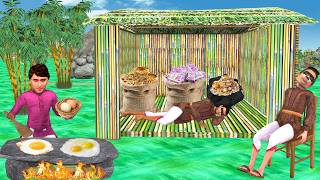 Bamboo Shelter Heavy Rains Survival in Forest Bamboo House Hindi Kahaniya Moral Stories Comedy Video
