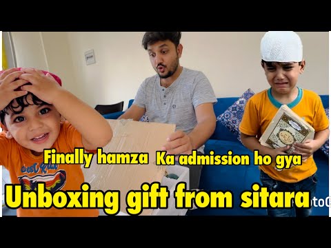 Unboxing gift from sitara 😍 | finally hamza ka school admission ho gaya | tv lounge new look ..