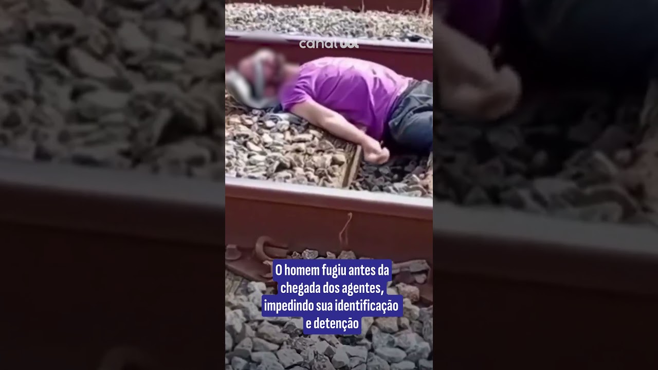 Homem deita vendado no trilho e espera trem passar sobre ele para gravar vídeo polícia investiga