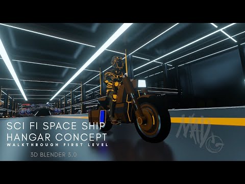 Blender 3.0 - Sci Fi Space Ship Hangar Concept Cover Image