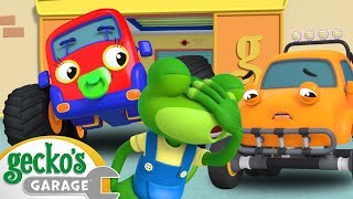 Baby Truck Monster Truck Mix Up | Gecko's Garage | Moonbug Kids - Play and Learn