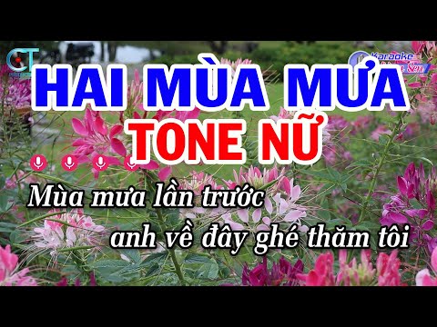 Karaoke Hai Mùa Mưa Tone Nữ ( F#m ) Nhạc Sống Mới | Karaoke Đồng Sen