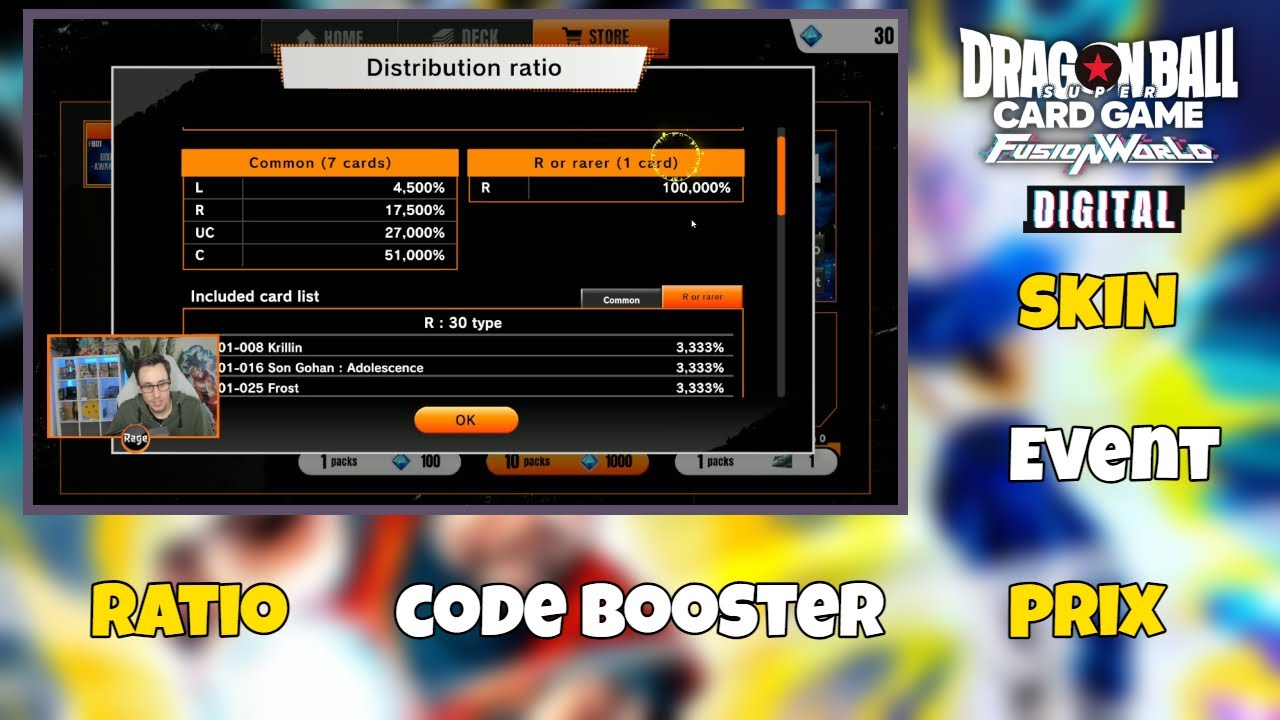TOUT SAVOIR SUR LA VERSION DIGITAL FUSION WORLD (Ratio Code Event Skin) JEU DE CARTES DRAGON BALL