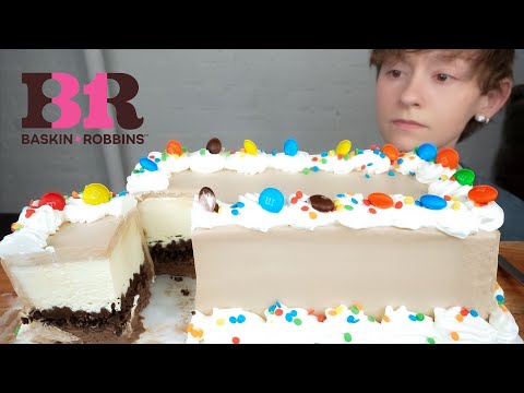 ASMR BASKIN ROBBINS M&M CANDY FUDGE CRUNCH ICE CREAM CAKE DESSERT MUKBANG | VNM ASMR 먹방