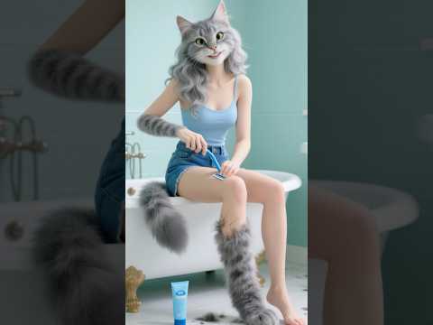 😼😮After the cat secretly used its mother's depilatory cream, it actually.#cat #funny #shorts #cute
