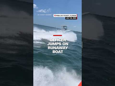 Officer jumps on runaway boat