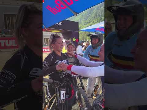 Relief in Q2 for Lisa Bouladou 😮‍💨 #ucimtbworldseries #mtb #downhillmtb #dhi #fyp #shorts