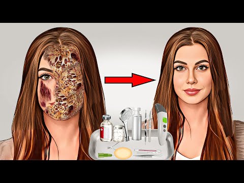 ASMR Remove Maggot & Ticks, Insects from infected Face |Severely Injured Animation|2D Animation