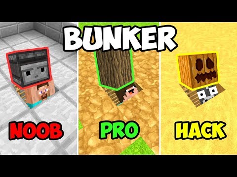 MINECRAFT NOOB VS PRO: BUNKER APOCALIPTICO SECRETO 😱 3 NOOB VS CONSTRUIR BUNKER 😯
