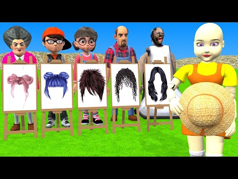 Scary Teacher 3D vs Squid Game Draw Hair Squid Girl Beautiful or Error Challenge 5 Times Challenge