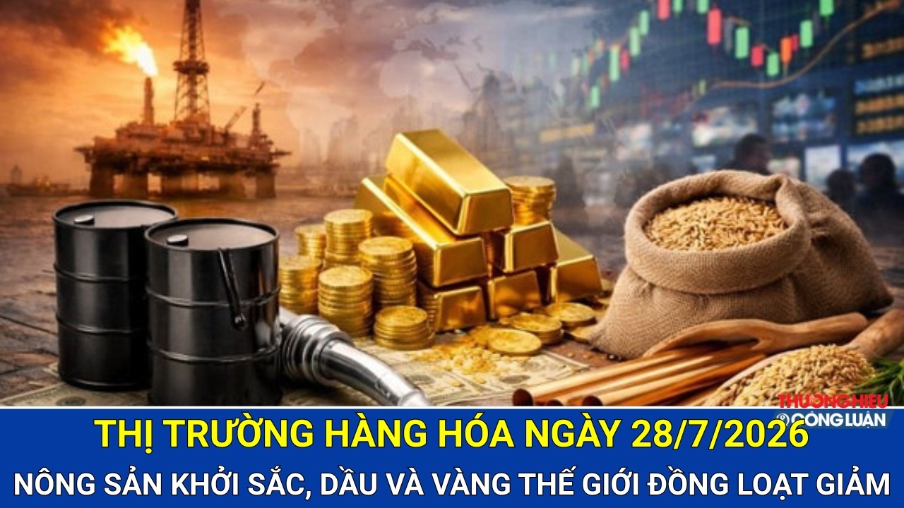  Bản tin giá cả hàng hóa ngày 28/7/2026: Nông sản khởi sắc, dầu và vàng thế giới đồng loạt giảm