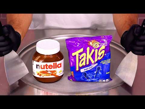 Takis Blue Heat Meets Nutella in Ice Cream Rolls! 😱 | ASMR