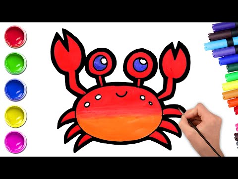 How To Draw A Crab🦀| Easy Drawing And Coloring For Kids | Chiki Art | HooplaKidz How To