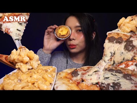 ASMR Cheesy Mozzarella Beef PIZZA & Spicy Samyang MAC N CHEESE | Eating Sounds