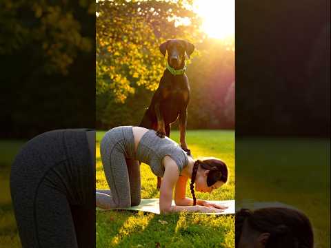 Every Yoga Move, He’s Right There 🐶 #puppy #goldenretreiver #goldenretriever #goldenretreivers