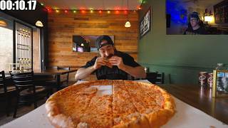 Can he finish the 28 inch pizza challenge?