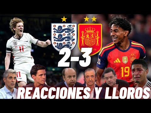 Inglaterra 2 España 3 - Reacciones y Lloros | Resumen y goles de Lamine - Gordon - Cucurella Baena