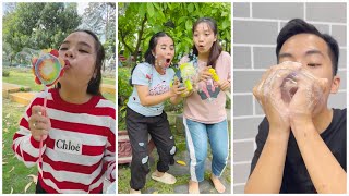 Sister play bubbles toys 🫧🥳  Bubble Craft & Bubbles Gun 🫧🫧 by LNS #shorts