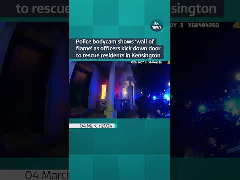 Officers kick down door to rescue residents in Kensington #itvnews