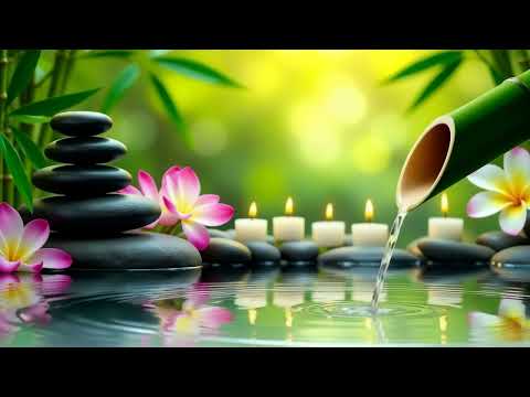 Bamboo Water Fountain + Healing Piano Music - Relaxing Music, Sleep Music, Spa Music, Meditation