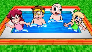 ¡ATRAPADOS 24 HORAS en una PISCINA en Minecraft! 😱🏊‍♂️ BEBE NOOB