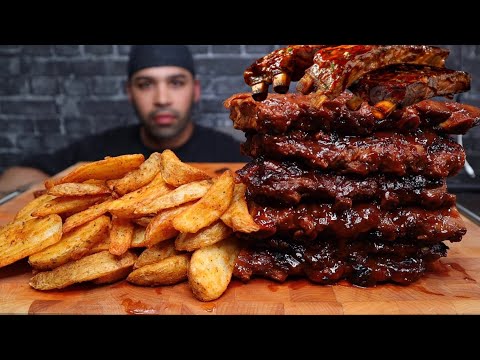 (ASMR) RIBS & WEDGES MUKBANG