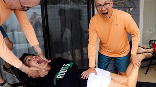 SHOCKED FROM NECK TRACTION *Tight Skin Pull Removes Back Pain*